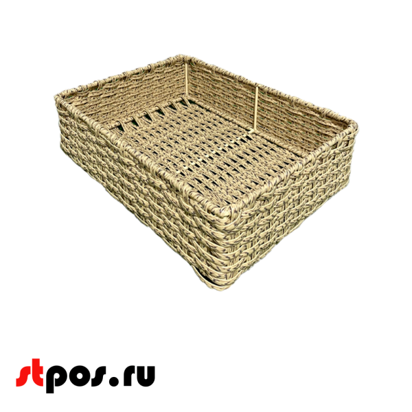 00_Корзина плетенная прямая, 400х450х150 мм, Полиротанг, Натуральный цвет