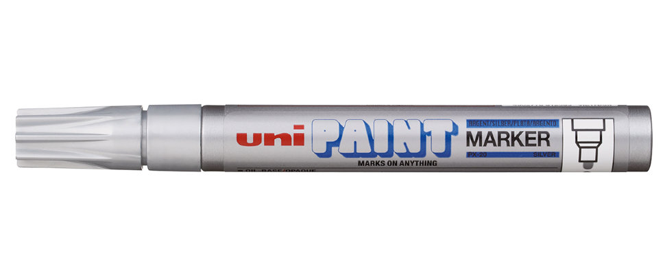 1_Маркер-краска PAINT PX-20 для письма по любой поверхности,толщина линии2,2-2,8мм,овальный,СЕРЕБРИС