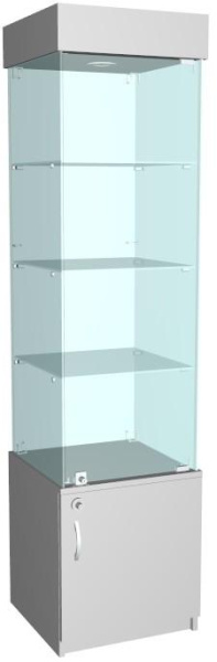 Витрина ВТ-2 стеклянная, с тумбой, 3 полки, 450х450х1800мм, Серый_1