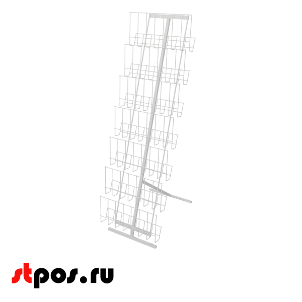 00_Стенд напольный с дисплеем 7 газетниц, RAL9016, Белый