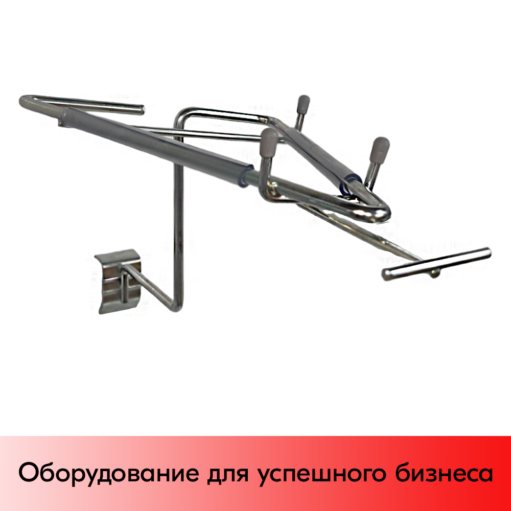 01_Держатель для утюгов с ценникодержателем SHOLS, крепление с зажимом на штангу 30х15 мм, Хром