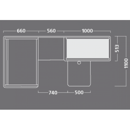 03_Кассовый бокс Stream-XL-220-Т90 (тр-р 90см, ш.нерж.,без вырезов,шир. нак.), RAL3000, Красный, Левый