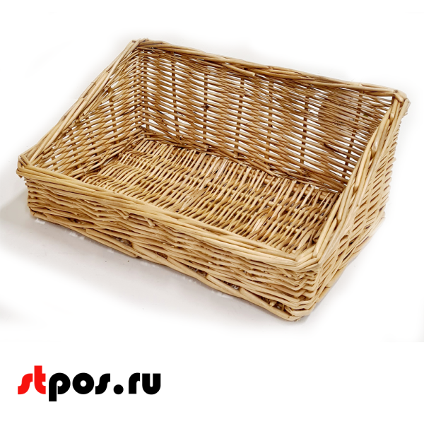 00_Корзинка плетеная прямоугольная из ивовой лозы, 350х330х60 мм, Натуральный