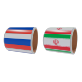 НАБОР Рулон этикетки самокл,Флаг России+Рулон этикетки самокл,Флаг Ирана 20х30мм, 250 шт в рул