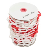 Пластиковая оградительная цепь d 10мм, бухта 25м, красно-белая