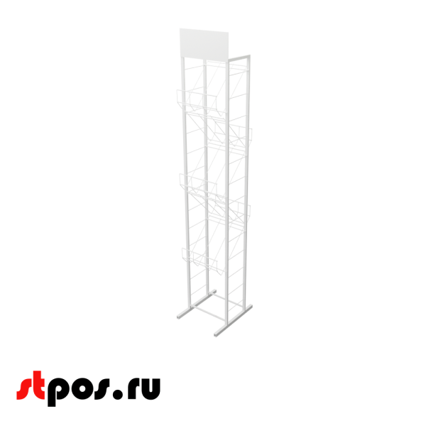 00_Стенд А4 с 5 полками двусторонний, RAL9016, Белый