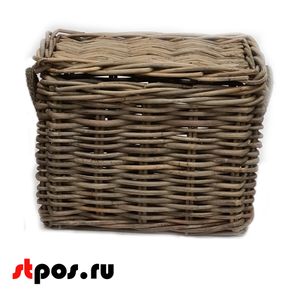 00_Сундук плетеный из натурального ротанга с крышкой, без ручек, 630х460х440 мм, Темно-Серый