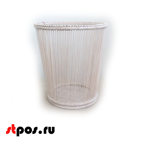 00_Корзинка плетеная круглая, из натурального ротанга, D-270 мм, высота 300 мм, Белый