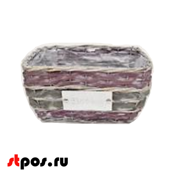 00_Корзина плетеная прямоугольная из натуральной ивовой лозы, внутри пленка,310х220х160 мм