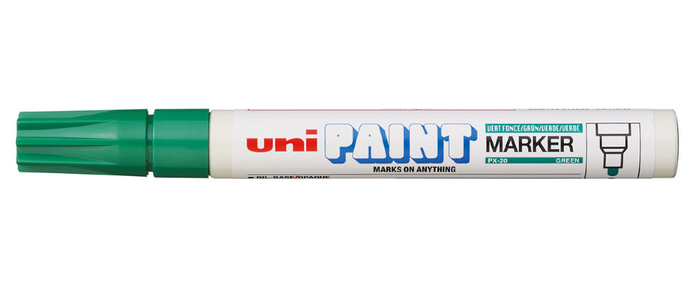 1_Маркер-краска PAINT PX-20 для письма по любой поверхности,толщина линии 2,2-2,8мм,овальный,ЗЕЛЕНЫЙ