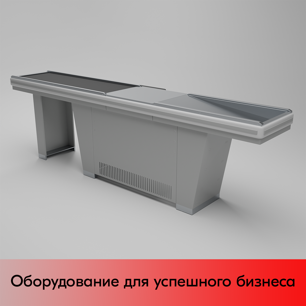 01_Кассовый бокс Stream-L-320-Т150 (тр-р 150см,шл_нерж.,б_выр_,уз_нак.), RAL9022, Серый, Правый