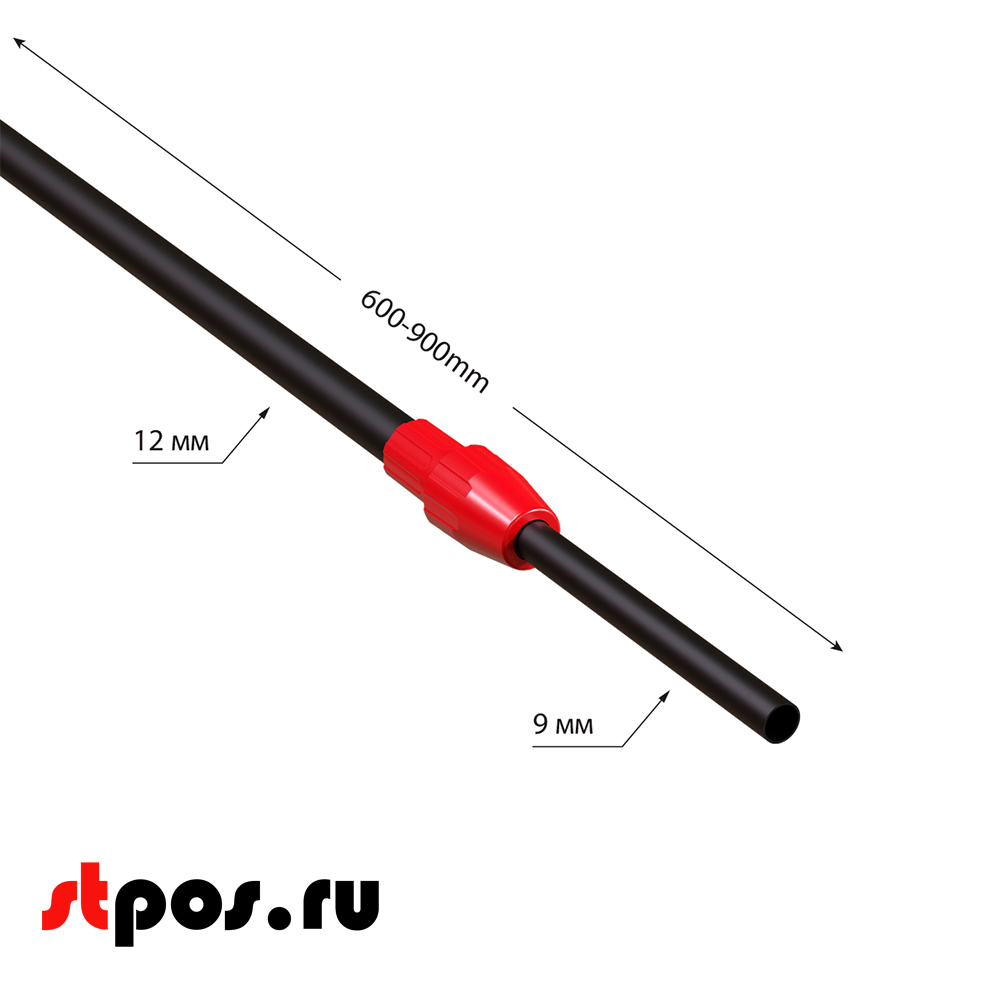 02_Трубка алюминиевая телескопическая TEL-LOCK-ALUTUBE 600-900 мм, трубка черная, переходник красный