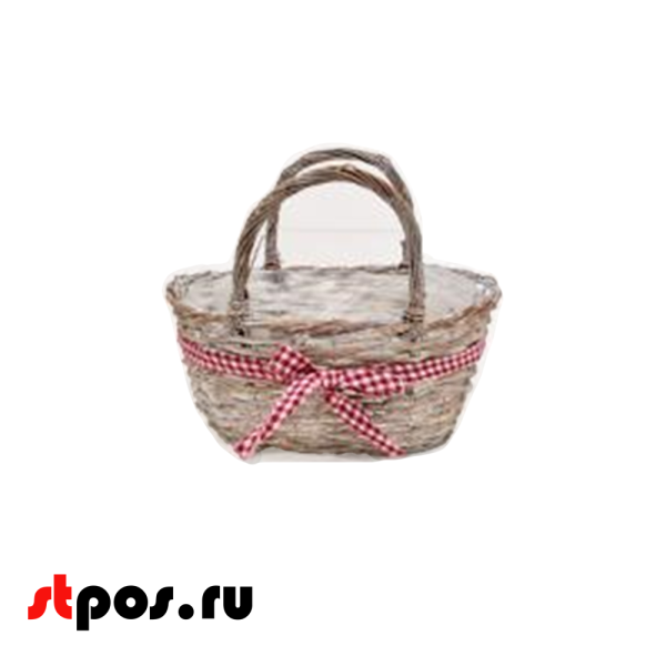 00_Корзина плетеная овальная из натуральной ивовой лозы с двумя ручками,внутри пленка, 240х150, Светлая