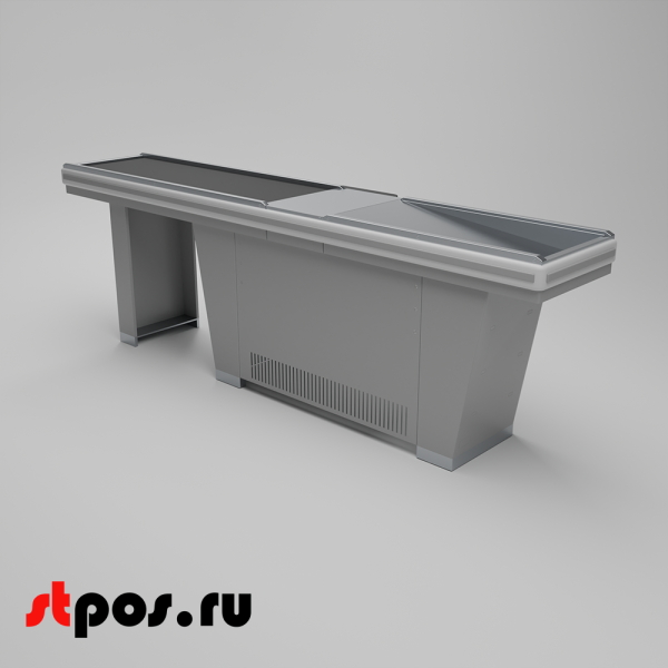 00_Кассовый бокс Stream-L-290S-Т150 (тр-р 150см,шл_нерж, б_выр.,уз_нак), RAL9022, Серый, Правый