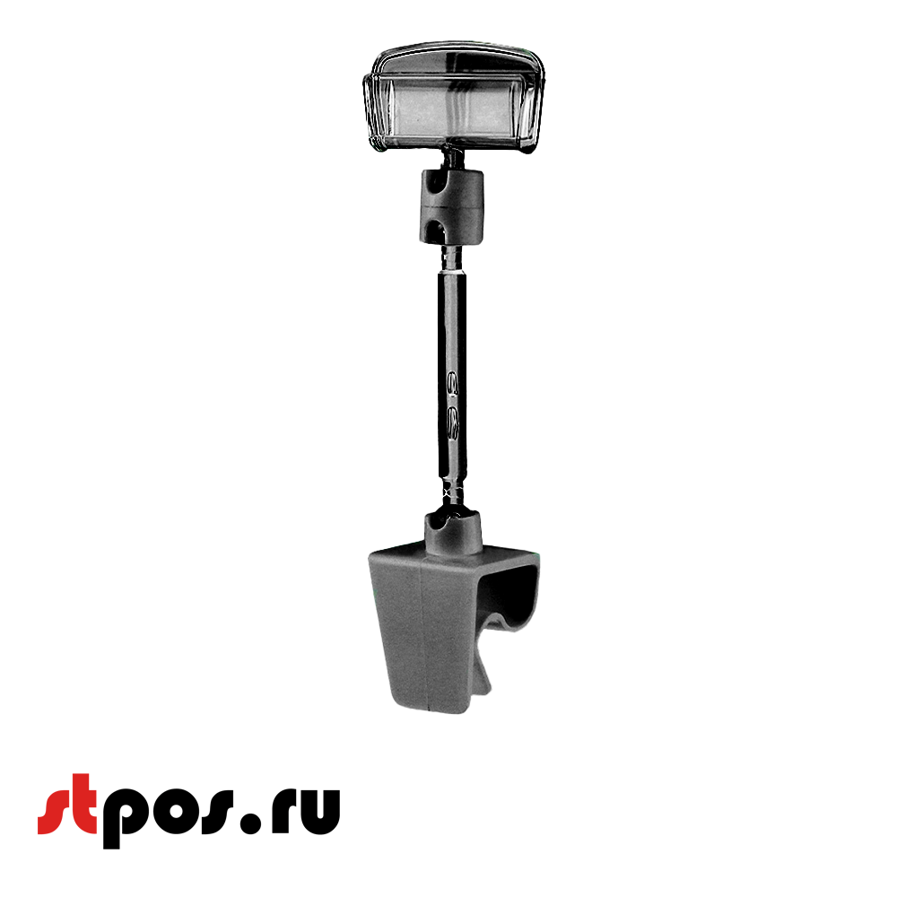 00_Ценникодержатель универсальный на клипсе CL-CLIP, ножка 50 мм, Черный