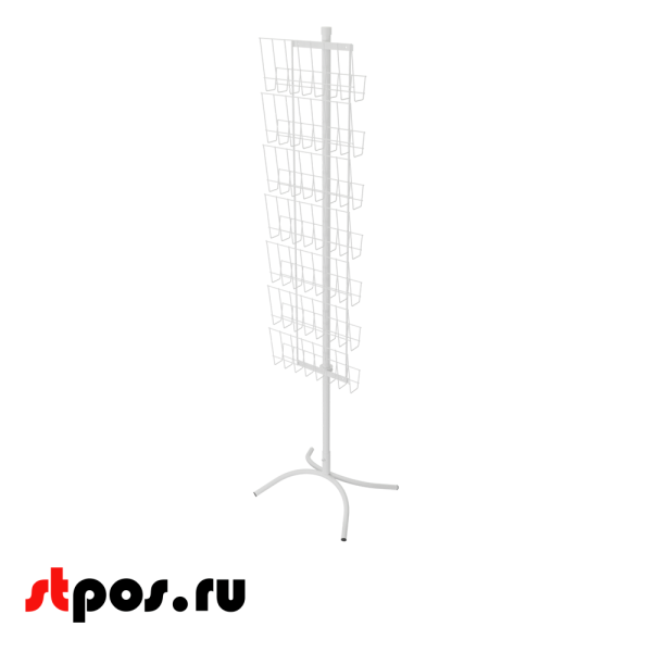 00_Стойка невращающаяся с дисплеем 7 газетниц, RAL9016, Белый