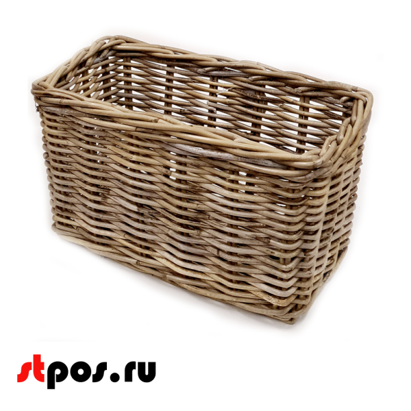 00_Корзинка прямоугольная плетеная из натурального ротанга, 390х190х240 мм, Натуральный