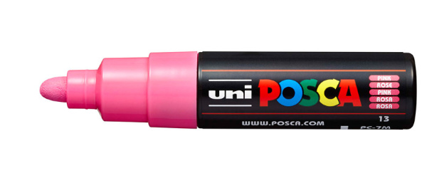 1_Маркер на водной основе POSCA PC-7M, розовый (PINK - 13), 4.5 - 5.5 мм, пул. нак.