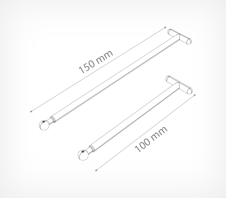 02_Т-образный удлинитель для шарнирного ценникодержателя ROD-T, 150 мм, Прозрачный