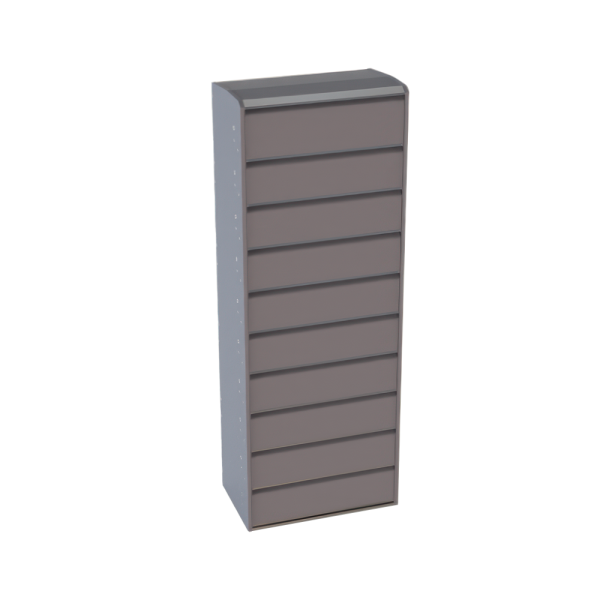 stpos_Шкаф сигаретный металлический DispenF.11х13-SW-MF1-FS-LA.UA.E0-C1,11 полок/13 толкат.,RAL7035 Серый