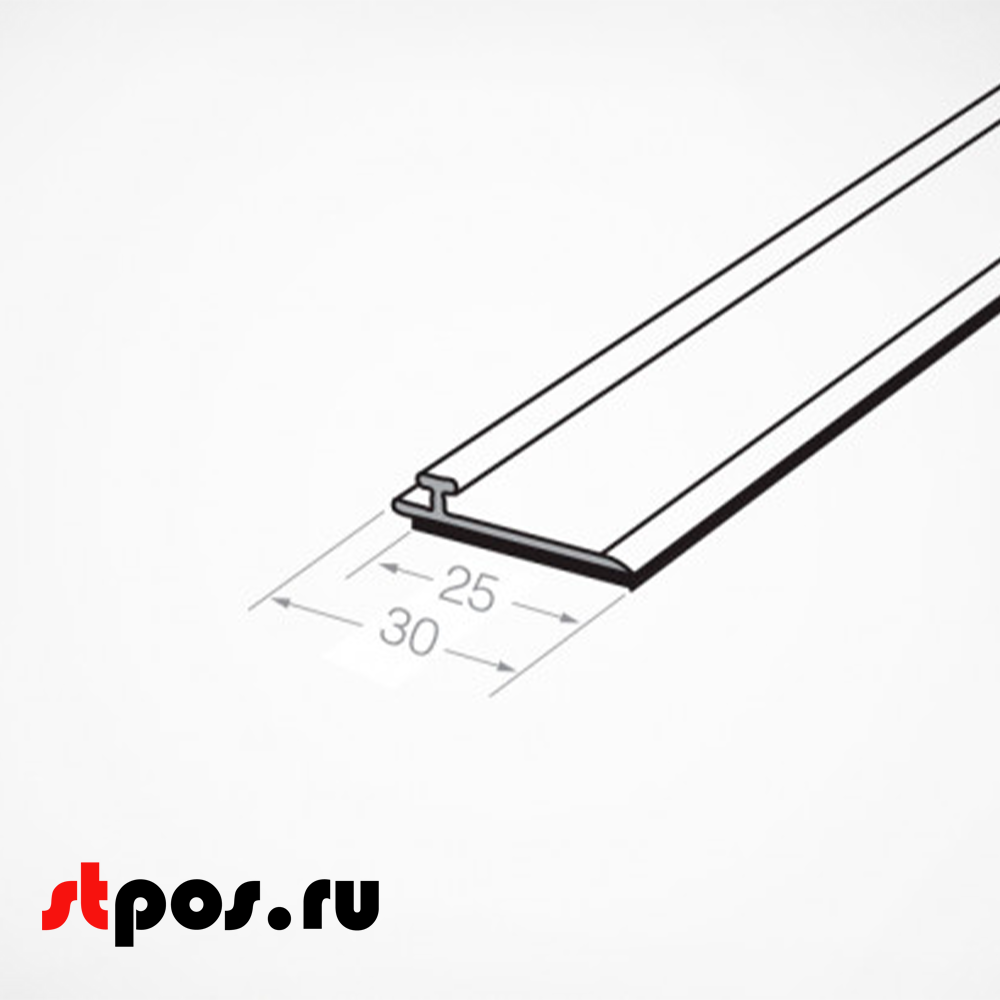 02_Т-профиль пластиковый шириной 30мм для крепления разделителей на полке T-RAIL30-TM 1330мм вспененный