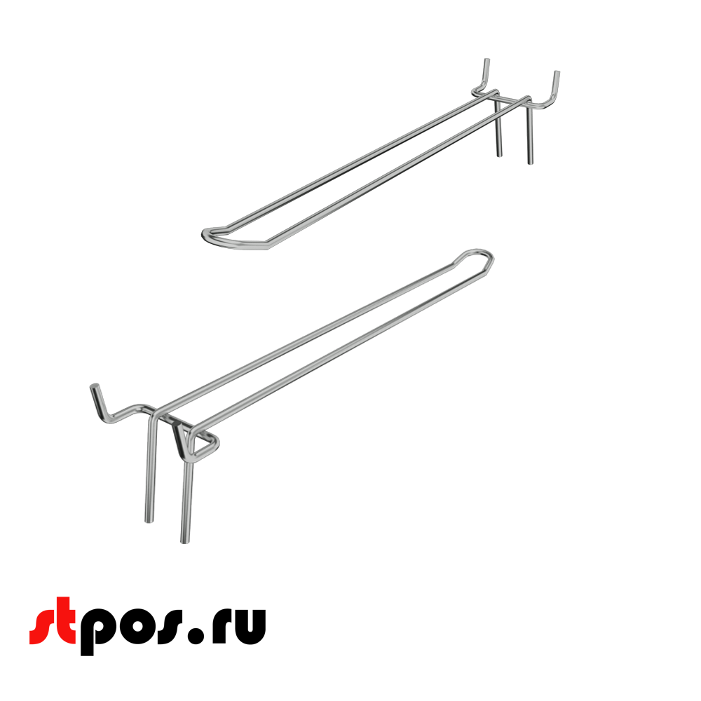 02_Крючок для перфорации двойной 300мм хром 50 шаг