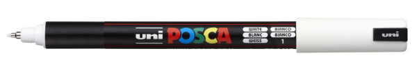 1_Маркер на водной основе POSCA PC-1MR, белый (WHITE - 1), 0.7 мм, игол. нак.