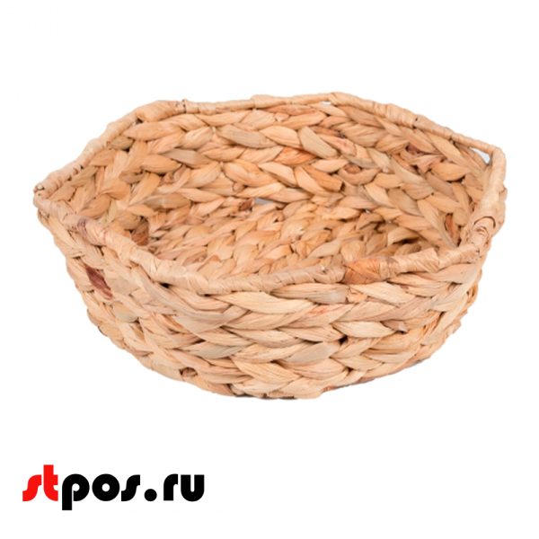 00_Корзинка-миска плетенная из бананового листа, 210х70 мм, Светлая