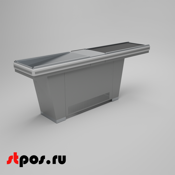 00_Кассовый бокс Stream-L-260S-Т150 (тр-р 150см,ш_нерж.,б_выр_,уз_нак.), RAL9022, Серый, Левый