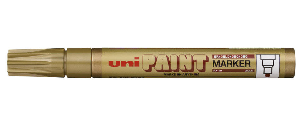 1_Маркер-краска PAINT PX-20 для письма по любой поверхности,толщина линии 2,2-2,8мм,овальный,ЗОЛОТОЙ