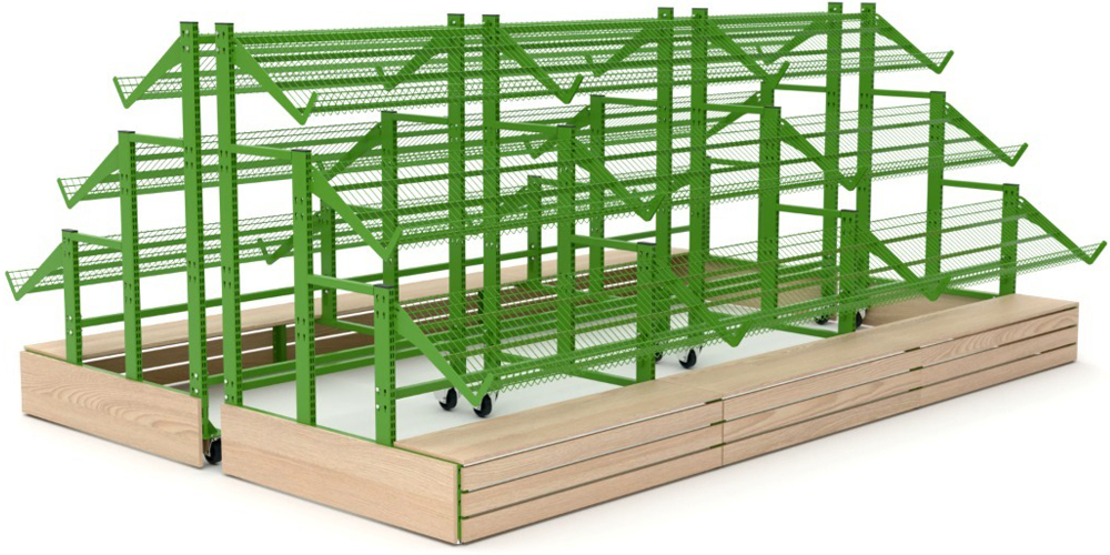 Овощные стеллажи с наклонными полками