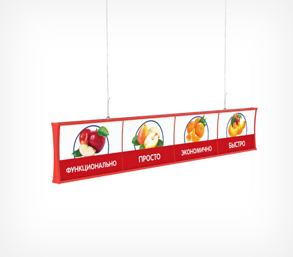 01_Прайсборд пластиковый для размещения ценников и постеров А4, А5 PRICEBOARD A5, 1200мм, Красный
