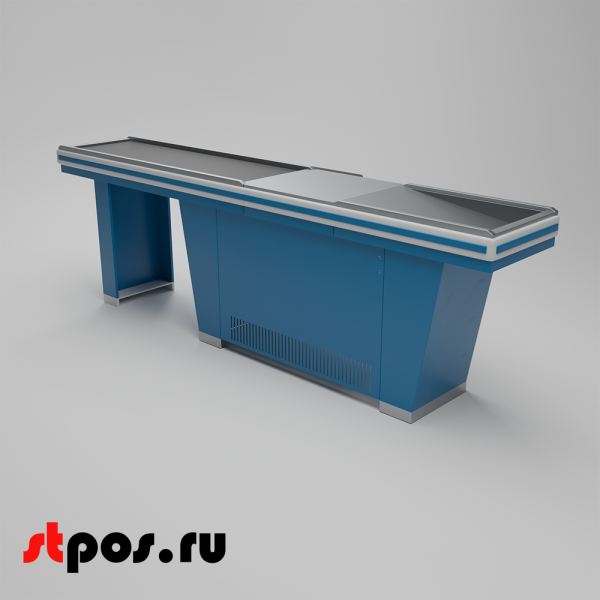00_Кассовый бокс Stream-L-290-Т150 (тр-р 150см,шл_нерж.,б_выр,уз_нак), RAL5005, Синий, Правый
