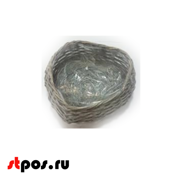 00_Корзина плетеная в форме сердца, натуральная ивовая лоза, внутри пленка, 350х380 мм