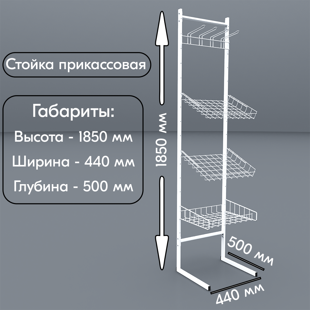 02_НАБОР Стойка прикассовая односторонняя 1850х500х440 мм в сборе, Белый