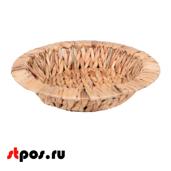 00_Корзинка-миска плетенная из листа бананового дерева, 250х40 мм, Светлая