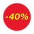 Ценники-стикеры самоклеящиеся "минус 40%", съемный клей, круг 29мм, красный с желтым (250шт)