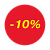 Ценники-стикеры самоклеящиеся "минус 10%", съемный клей, круг 29мм, красный с желтым (250шт)