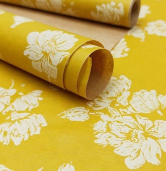 01_Упаковочная крафт бумага — Цветы 2020, 10 м, Желтый