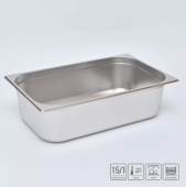 Гастроёмкость из нержавеющей стали 530х325х150 мм (GN1/1 h150), 18,4 л