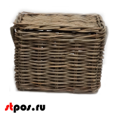 Сундук плетеный из натурального ротанга с крышкой, без ручек, 630х460х440 мм, Темно-Серый