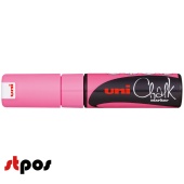 Маркер меловой Uni Chalk 8K 8мм клиновидный РОЗОВЫЙ флуоресцентный