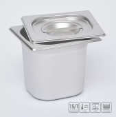 Гастроёмкость из нержавеющей стали 176х162х150 мм (GN1/6 h150), 2,1 л