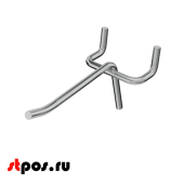 Крючок для перфорации одинарный 75 мм, d4, шаг 50мм, RAL9006 Хром
