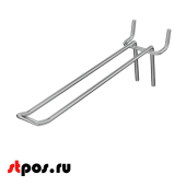 Крючок для перфорации двойной, 300 мм, хром, d4,0мм, Шаг 50 мм