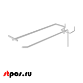 Крючок для экономпанели одинарный с ценникодержателем 175мм, d4/d4, RAL9016 Белый.