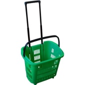 Корзина тележка пластиковая 2 колеса 34л, 2 ручки, Зеленый, GN PANTONE383