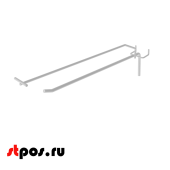 Крючок для экономпанели одинарный с ценникодержателем 275мм, d6/d4, RAL9016 Белый