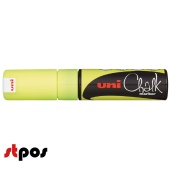 Маркер меловой Uni Chalk 8K 8мм клиновидный ЖЕЛТЫЙ флуоресцентный