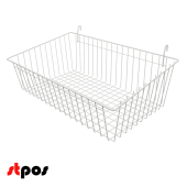 Полка-корзина на сетку (решетку) большая 150x600x350мм, RAL9016, Белый